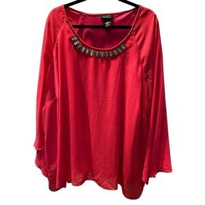 Catherines Black Label Women's Blouse Pink 4X (30/32W) Flowing